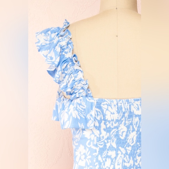 Sugarlips Allegra Floral Blue and White Midi Dress like Reformation - Picture 8 of 16